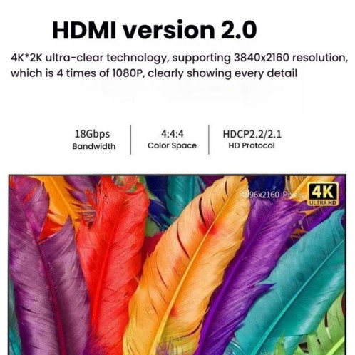 Câble HDMI 2.0 HD VegGieg HHI 4K 60 Hz pour télévision, moniteur, projecteur, câble de connexion vidéo, longueur : 12 m SV36081640-013